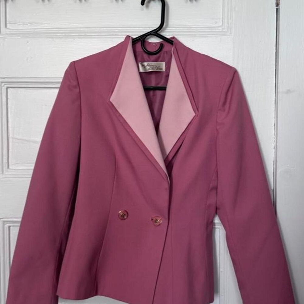 Vintage 80s Lilli Ann Two Tone Lapel Pink Women's Blazer